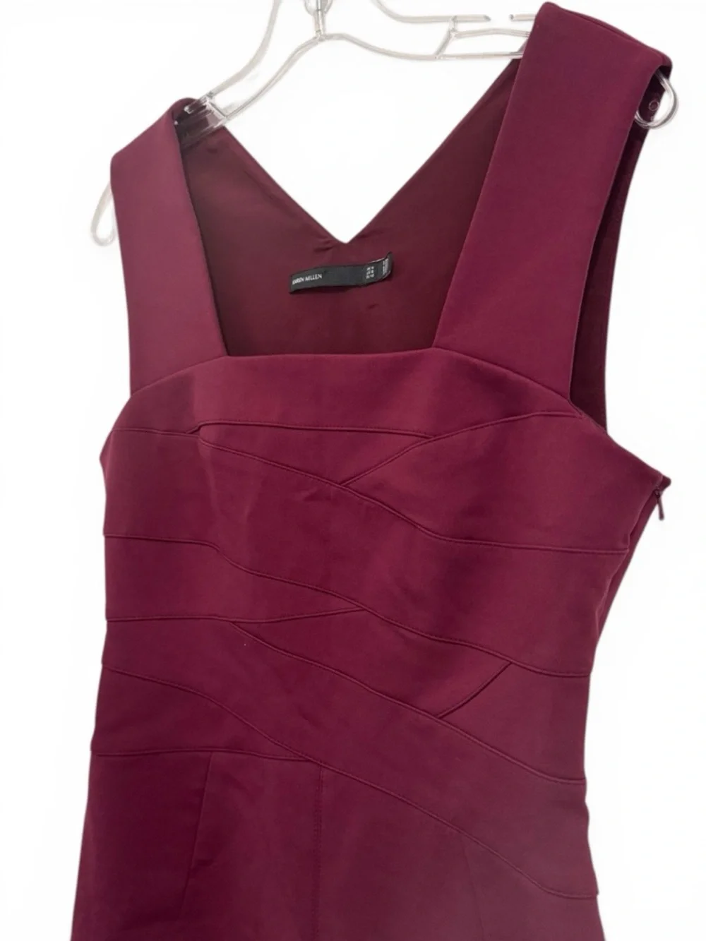 Karen Millen Dress Plum Sleeveless Midi Sheath Ponte Knit Tailored 10 - Picture 3 of 14